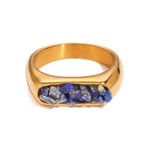 Blue / 7 / 1 Piece Simple Series Retro Geometric Stainless Steel  Gold Color Natural Stone Women's Single Ring Picture15